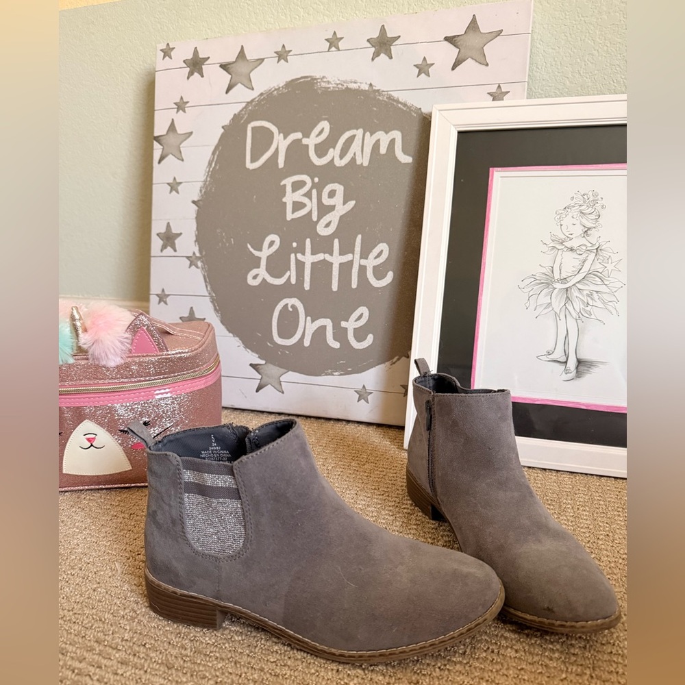 Gray Kids Ankle Boots